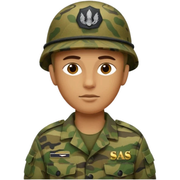 S.A.S mit salotiertem Soldaten in Tarnfarbe und den SAS Buchstaben auf der Mütze emoji