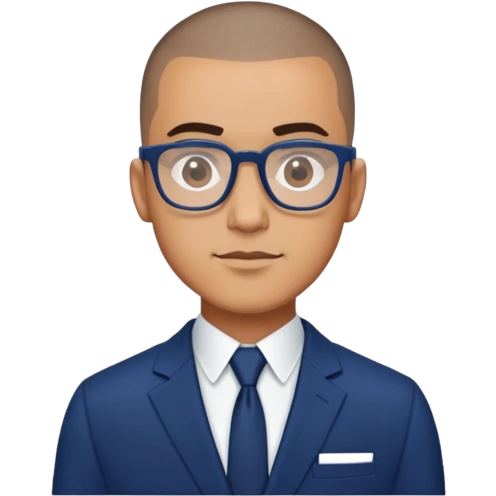Buzz cut Latino with rectangle glasses and dark blue suit  emoji