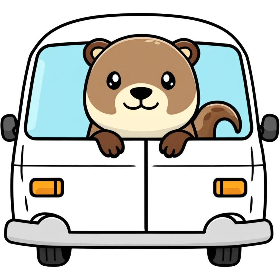 Otter inside a white van emoji