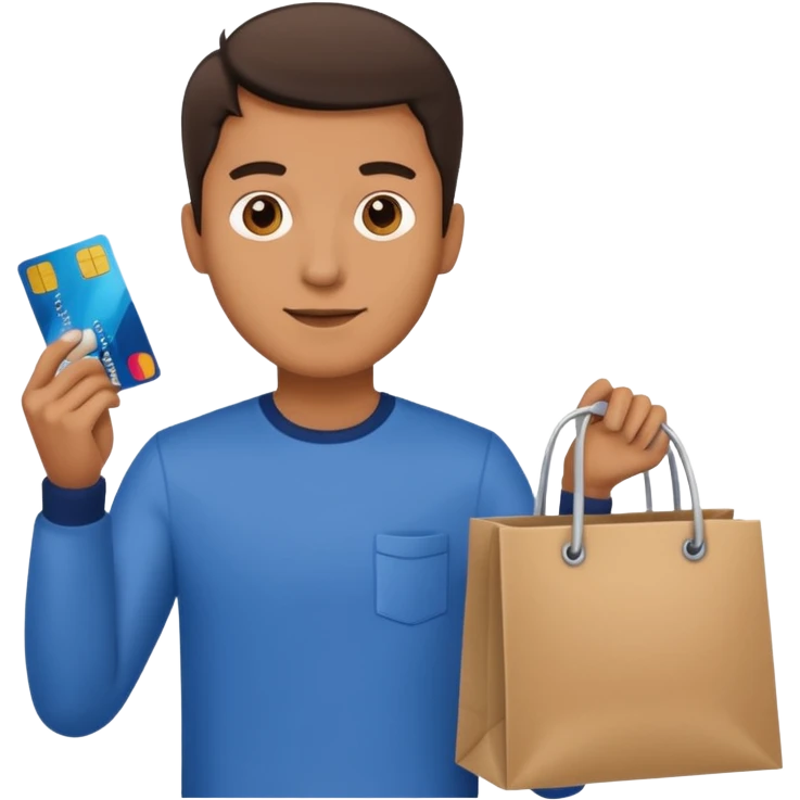 emoji of a man with a credit card and a shopping bag emoji