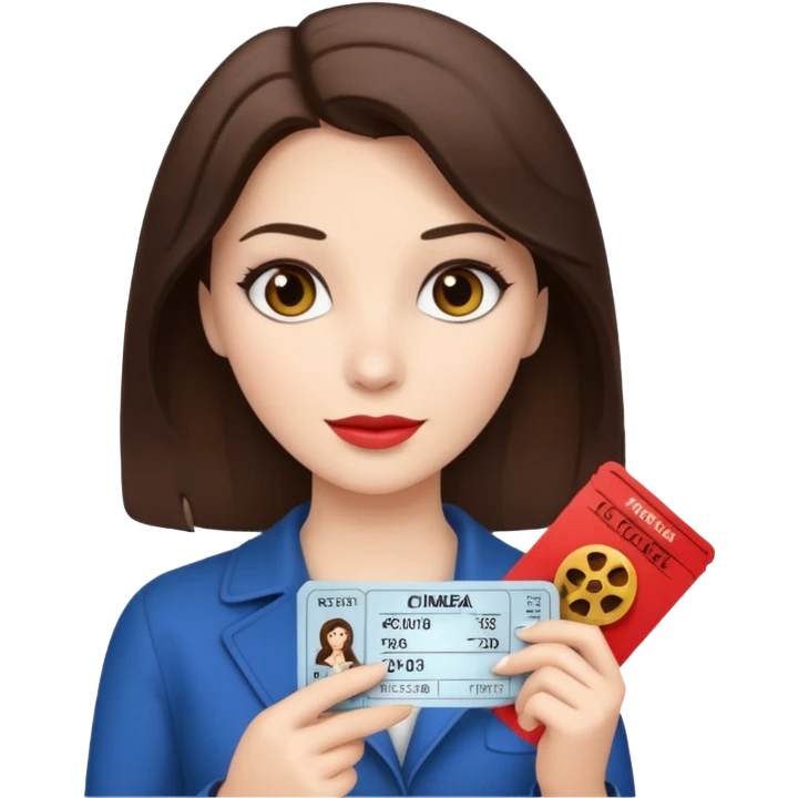 a women White and brunette and her cinéma ticket  emoji