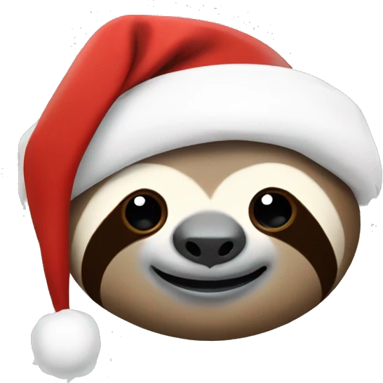 Sloth with christmas hat emoji