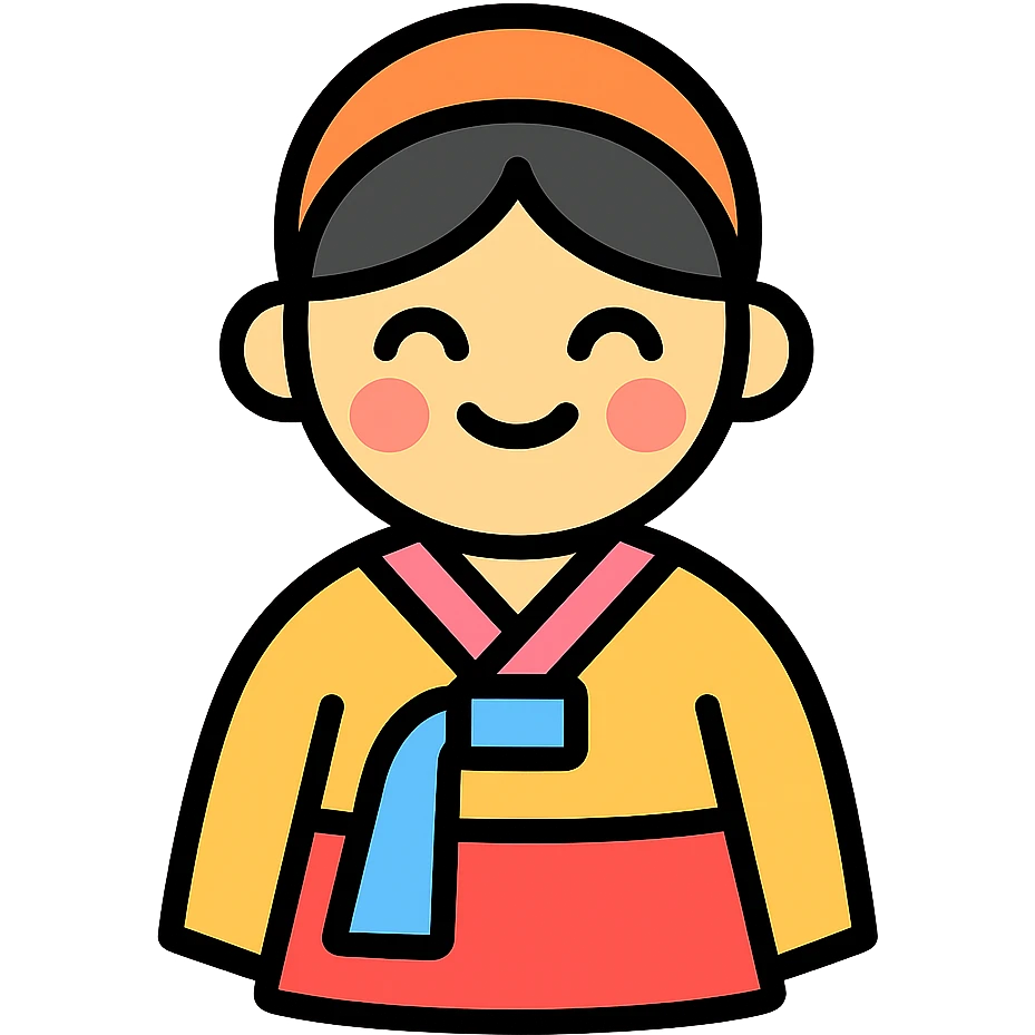 playful hanbok icon, rounded shapes, cheerful expression, Korean dress emoji