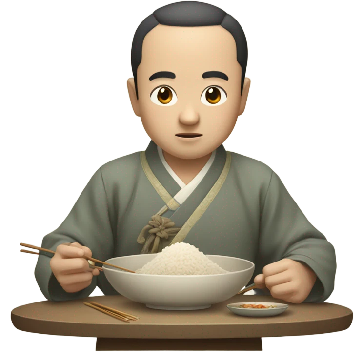 A traditional Chinese man eating rice emoji
