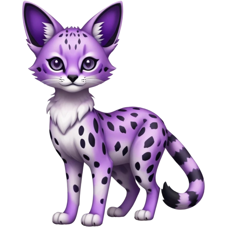 Kawaii Cute Edgy Black Purple White ethereal eldritch Serval-Fionbri-Vernid full body emoji