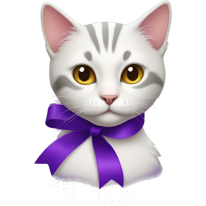 Cat with purple ribbon emoji