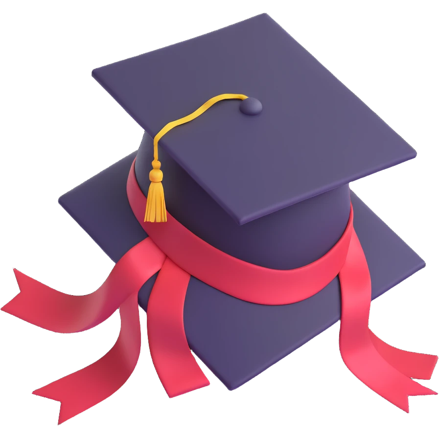 graduation cap tossed in the air, celebratory ribbons emoji