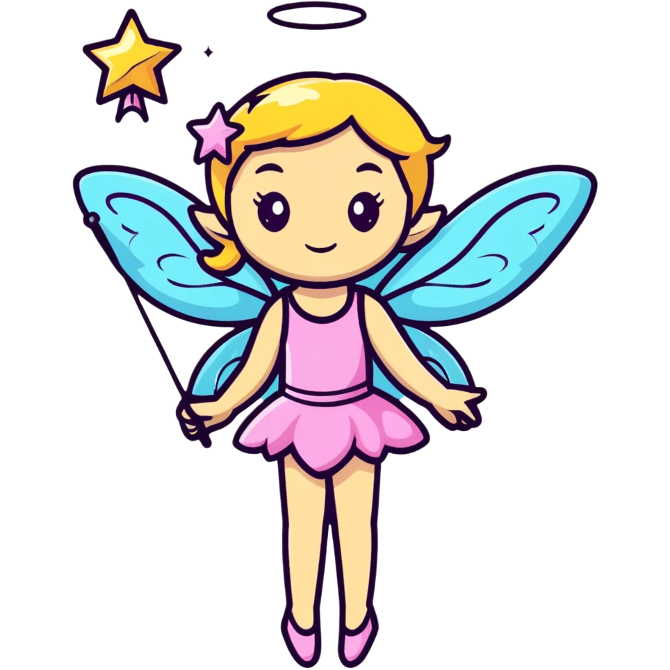 Fairy with sparkling wings and wand emoji