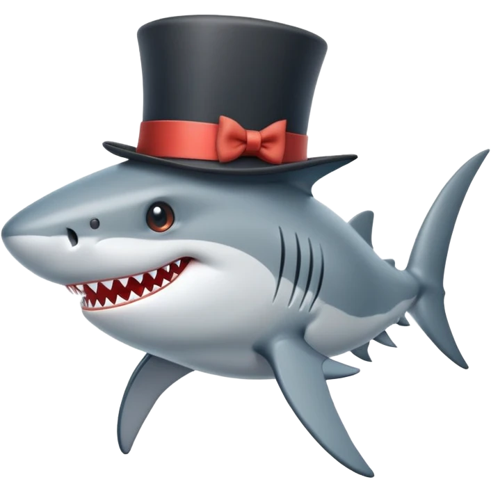 Shark with a top hat emoji