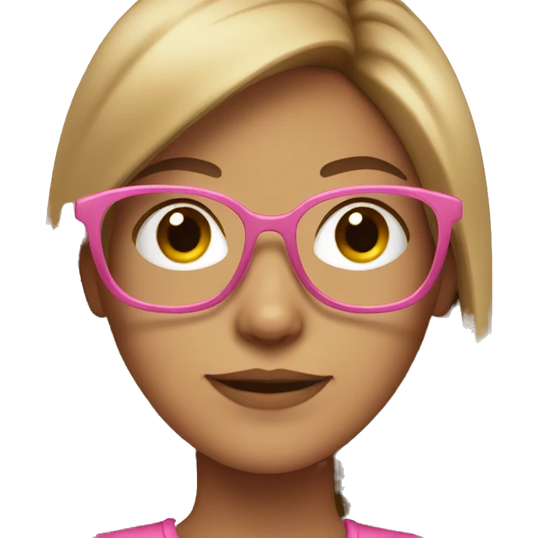 Girl with light brown hair and pink glasses emoji