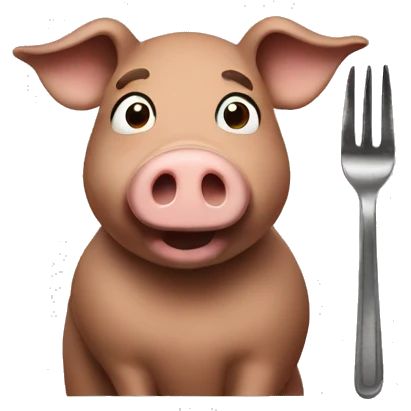 a brown pig with a fork emoji