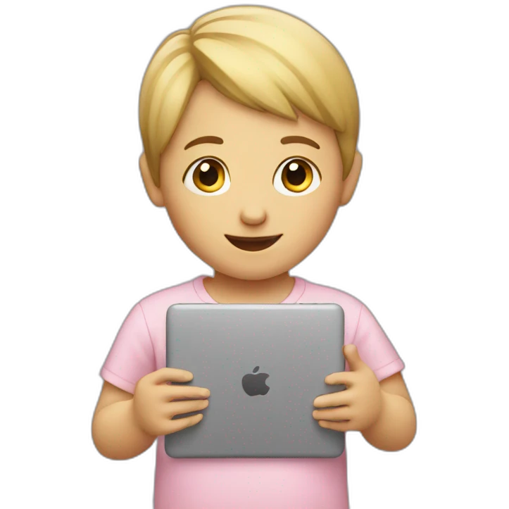 Child with iPad emoji