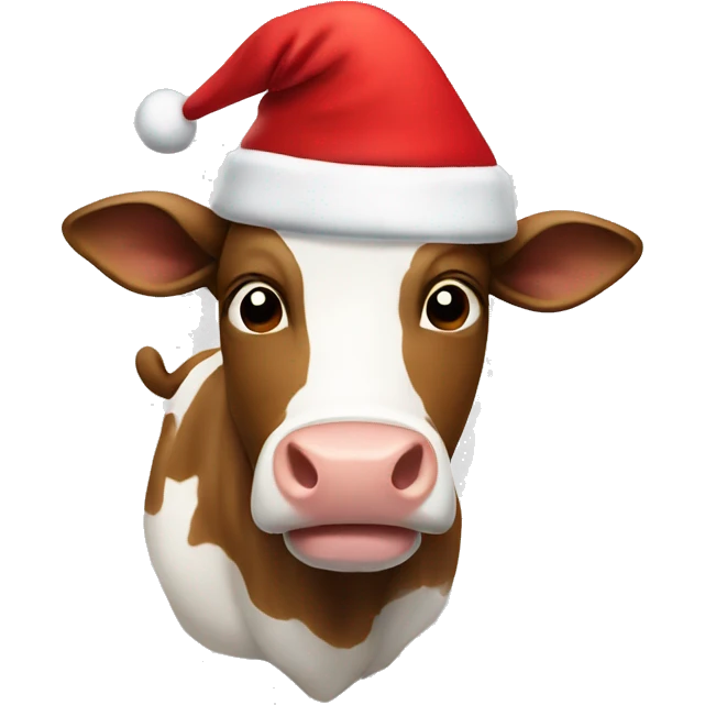 Cow wearing a Santa night emoji