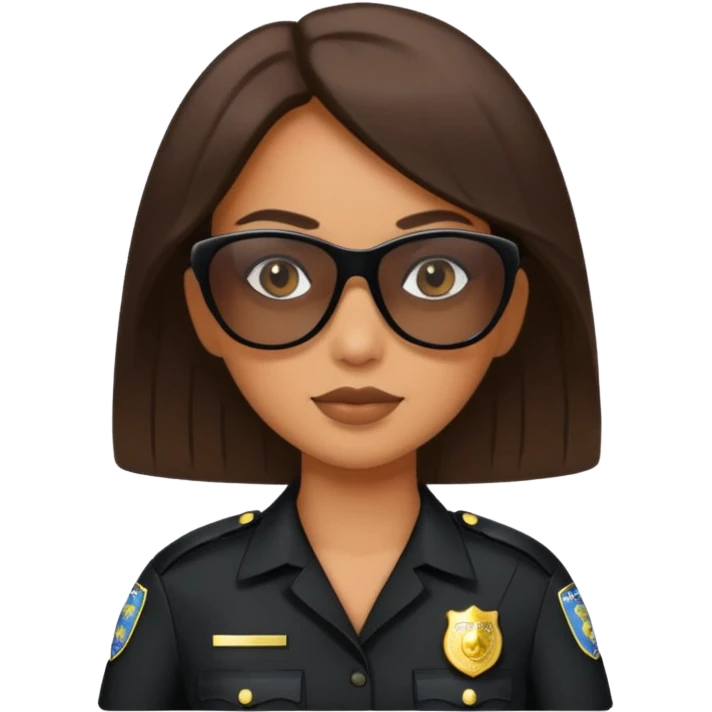 woman police wearing black dress with sun glasses emoji