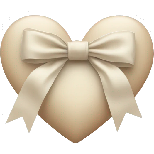 white heart with beige bow emoji