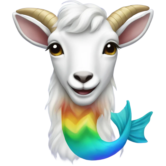 a goat with a light blue mermaid tail rainbow emoji