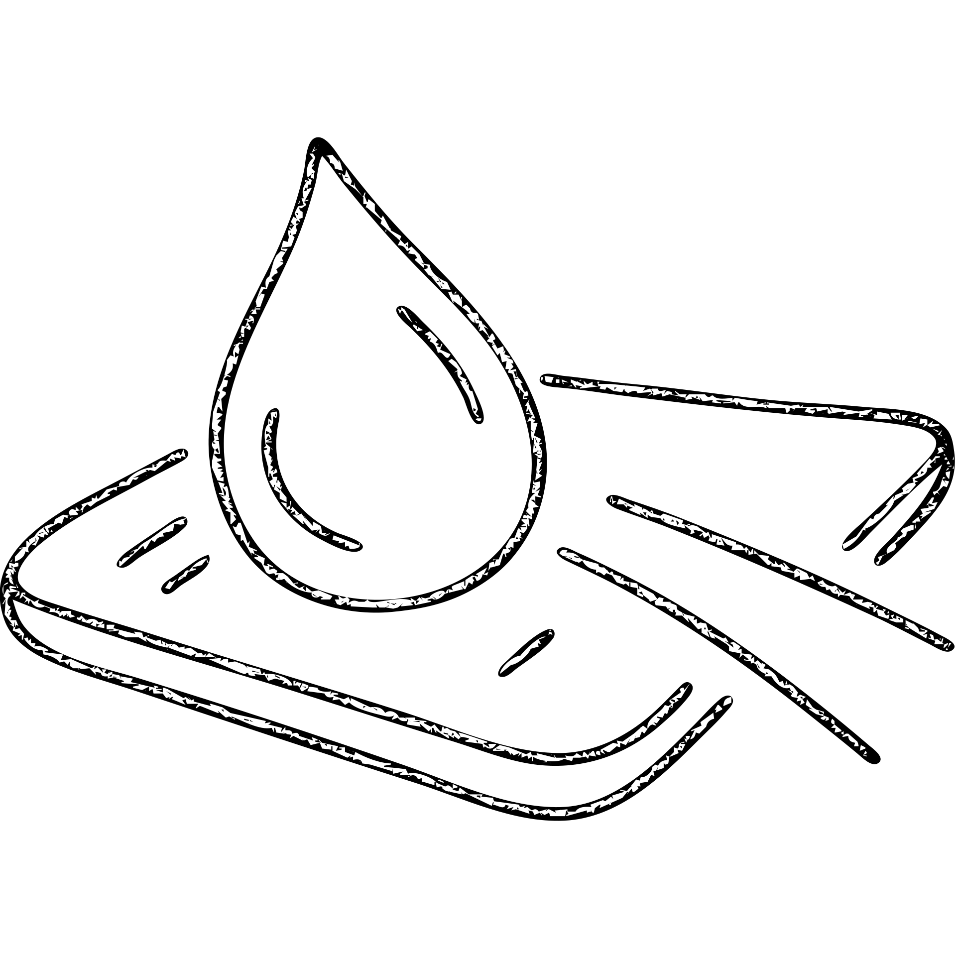 hand-drawn outlined icon of a light blue or silver water droplet sliding on glossy black paint of a high-end vehicle, subtle repellent effect with lines, clean and modern emoji
