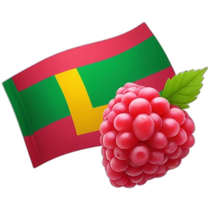 Lithuanian flag with a raspberry fruit on it emoji