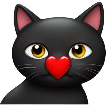 A black cat holding a red heart  emoji