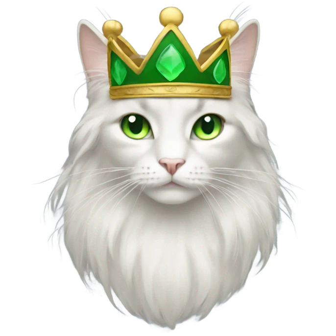 Long hair cat with green eyes and crown  emoji