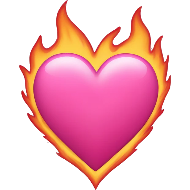 Pink heart with flames emoji