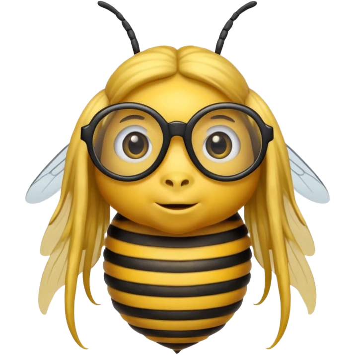 long hair bee with glasses emoji