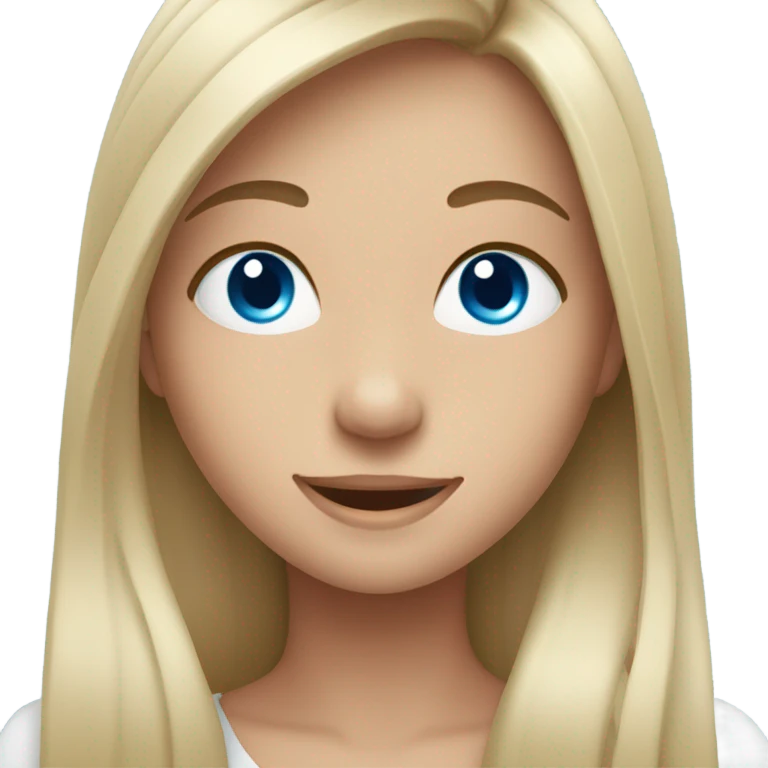 happy girls with long hair with blue eyes emoji