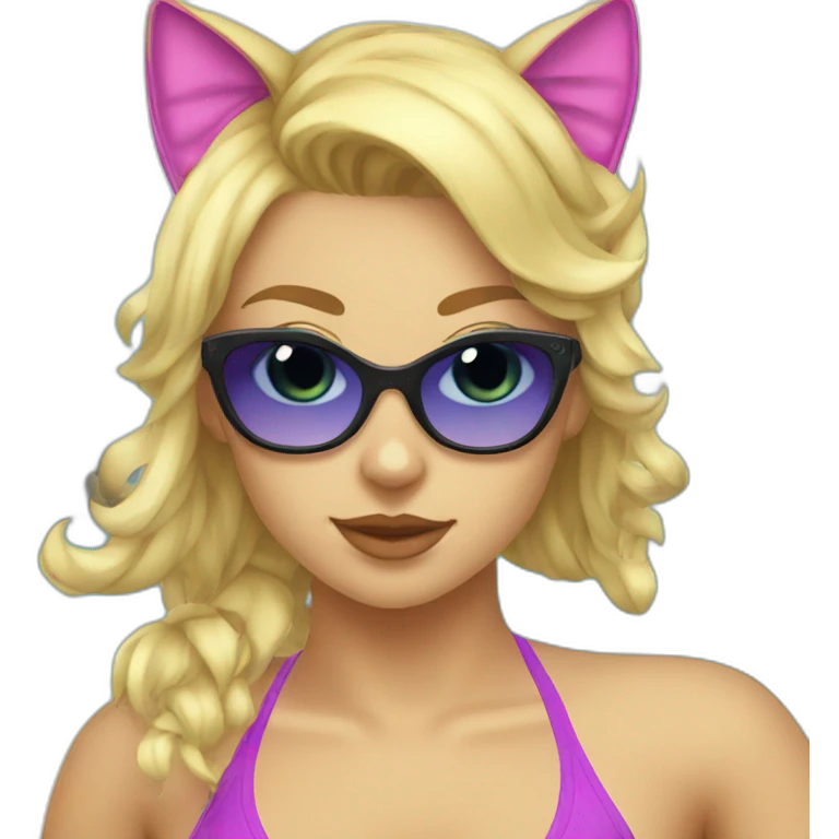 hot catgirl blonde swim suit emoji