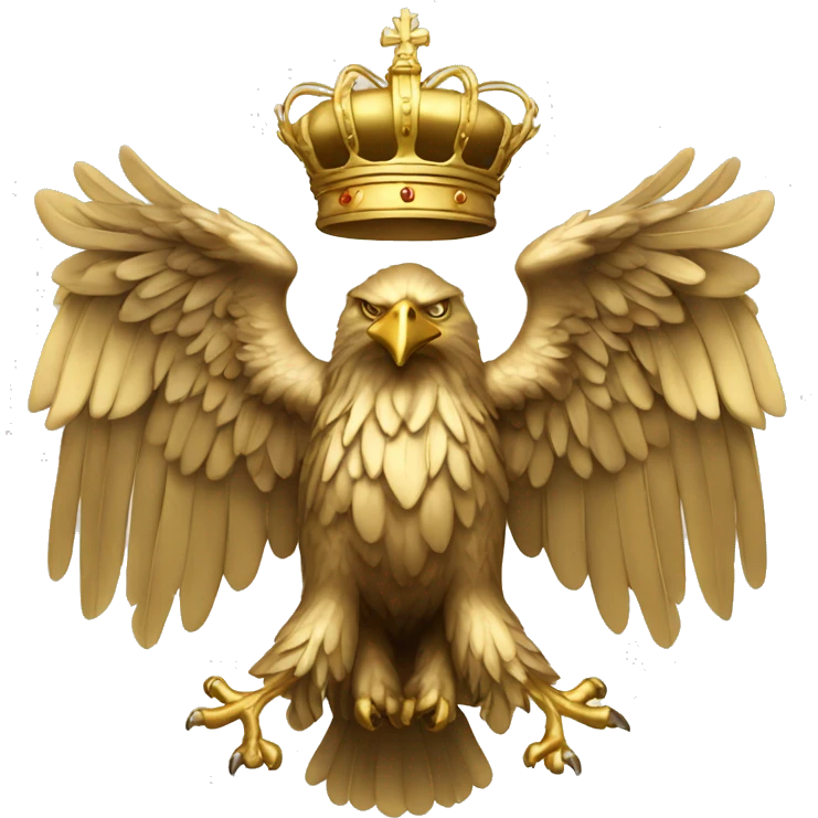 Golden double headed eagle with crown emoji