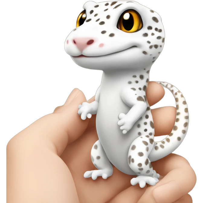 White leopard gecko in hand emoji