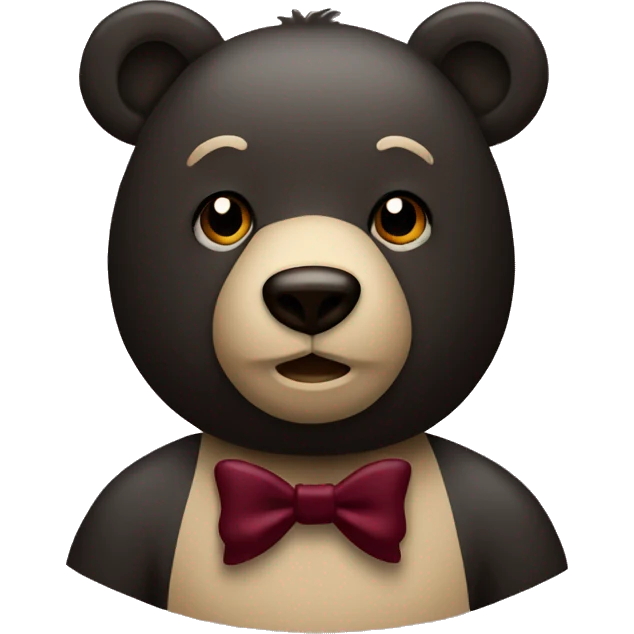 Black and beige bear with a burgundy bow emoji