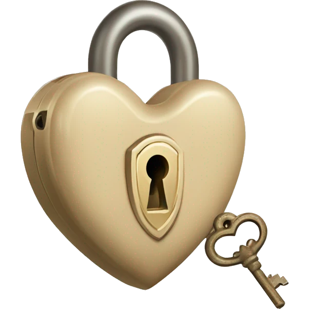 vintage beige heart-shaped lock and key emoji