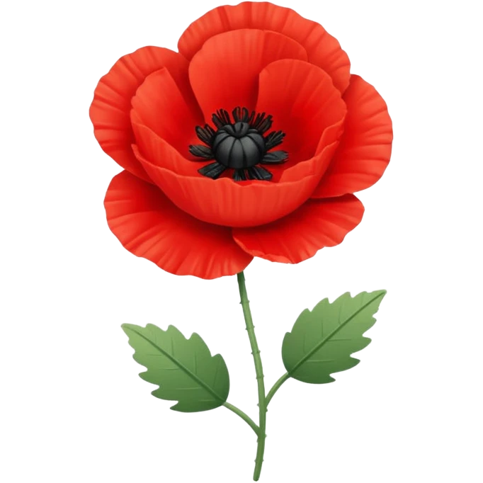 red poppy flower, minimal flat design, apple emoji style, iOS 18 emoji