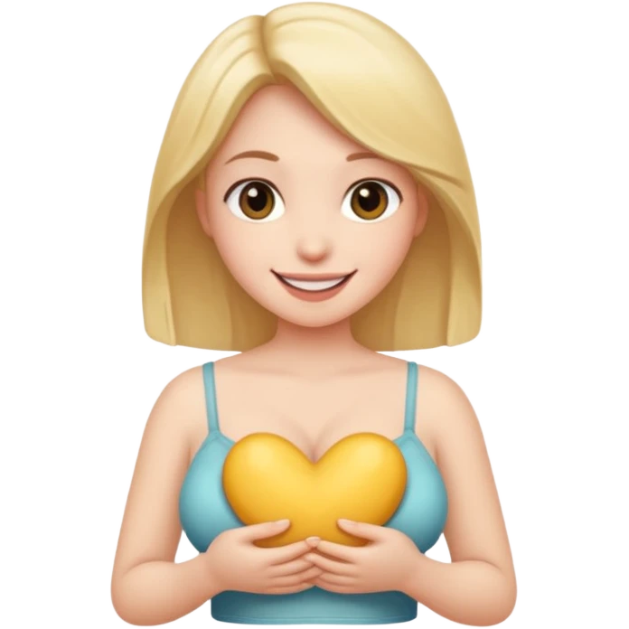 Girl smiling holding her tits emoji