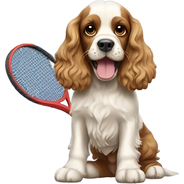 Cocker spaniel playing tennis  emoji
