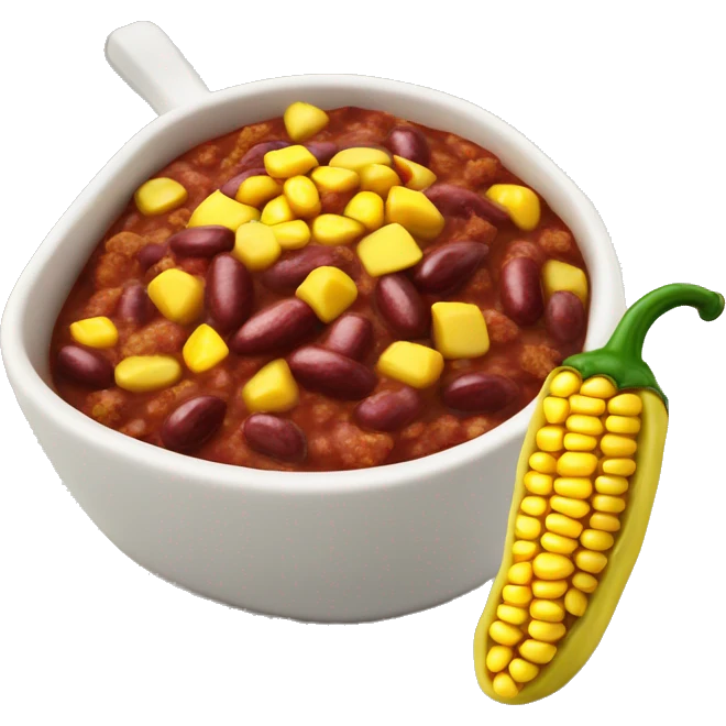Chilli con carne with corn pieces and kidney beans emoji