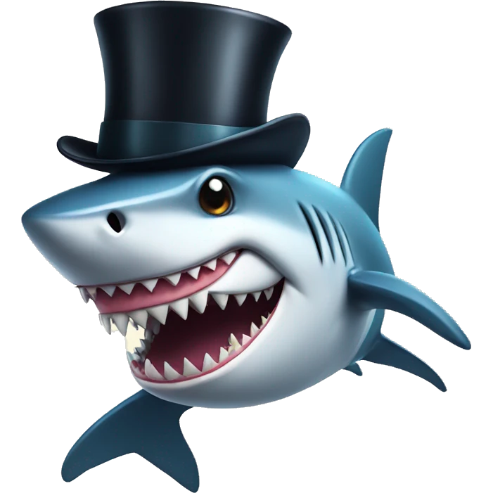 Shark with a top hat emoji