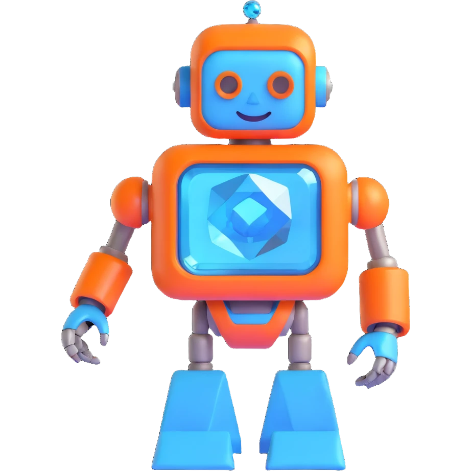 smiling robot and a large blue diamond with enhanced details emoji