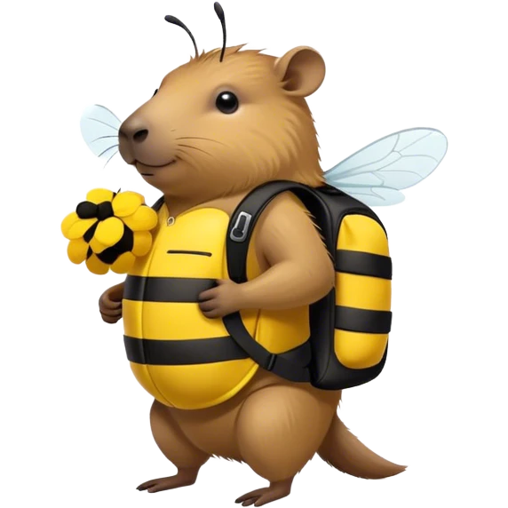 capybara wearing a bumble bee backpack  emoji