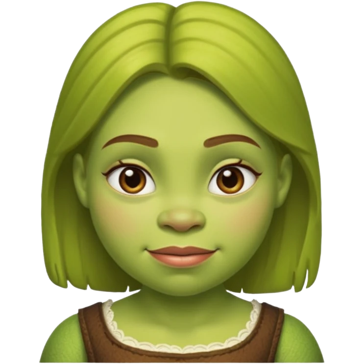 Girl with a shrek face emoji