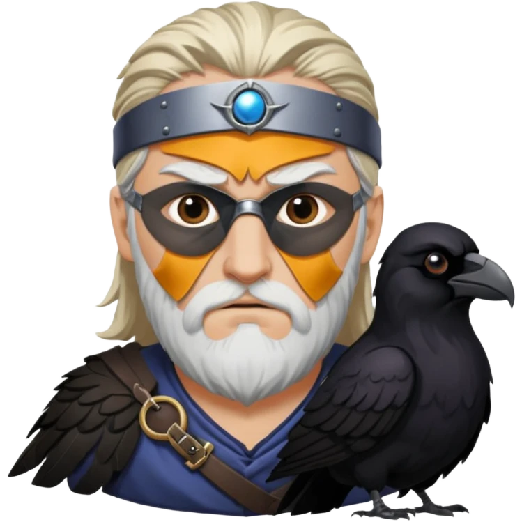 norse god odin with eyepatch on his left eye and raven on his shoulder emoji