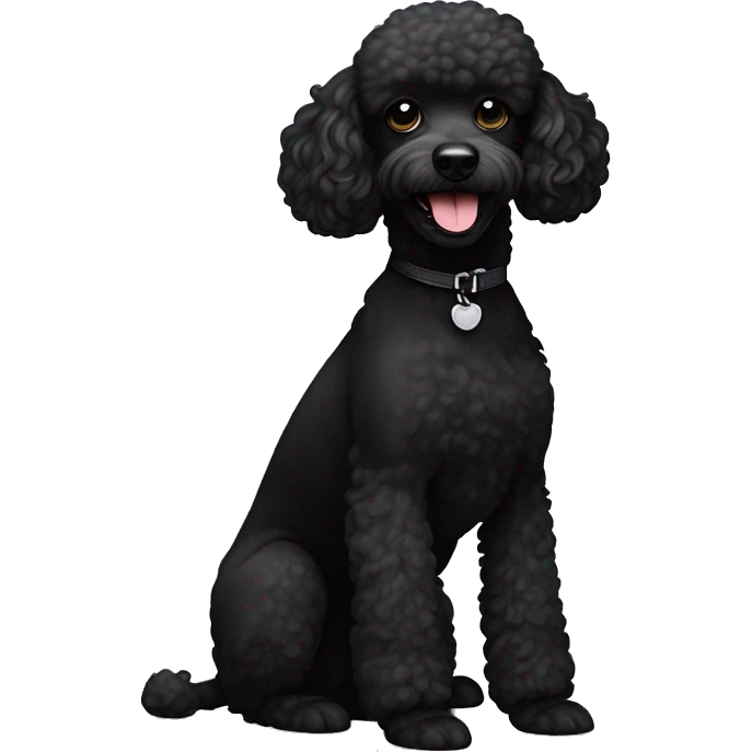 Small poodle mix, not curly. All black in color everywhere. No other color. Underbite with teeth showing  emoji