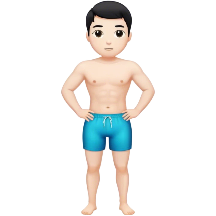 hot Man in swimming shorts  white skin dark black short big body emoji