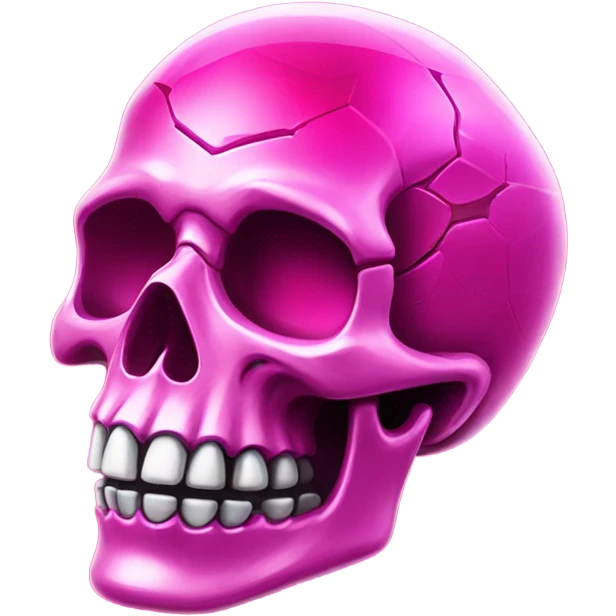 Crystalized hot pink skeleton head that is shiny  emoji