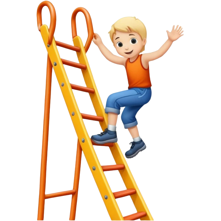 child climbing a playground ladder, cheerful and adventurous emoji