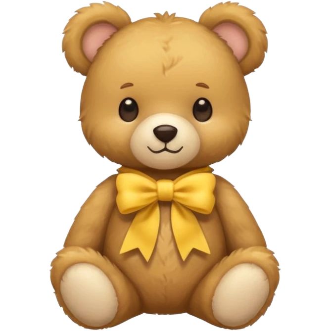 Cute flat-style teddy bear icon for infant daycare. wear a yellow bow in neck
 emoji