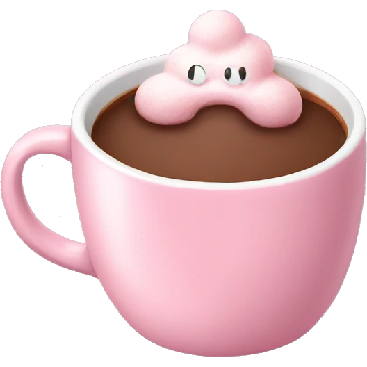 Soft pink mug with hot chocolate  emoji