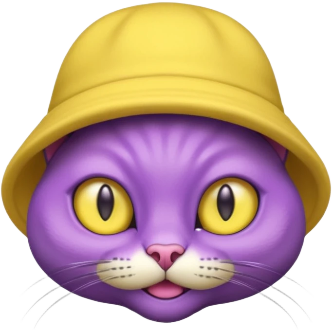 purple alien cat with no fur and yellow hat emoji