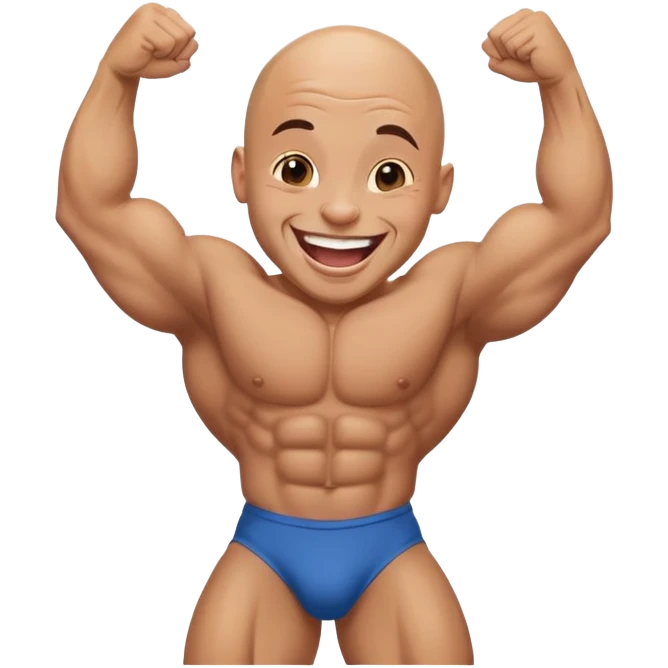 bodybuilder bald and small laughing emoji