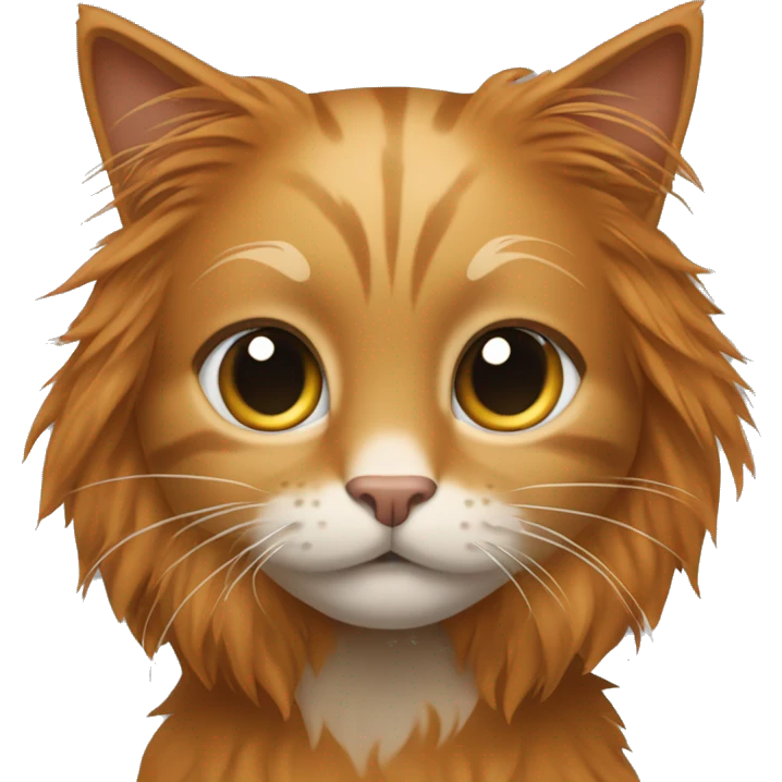 Cat with long hair with left side of the face ginger and right side gray. Also left year is ginger and right is grey. emoji